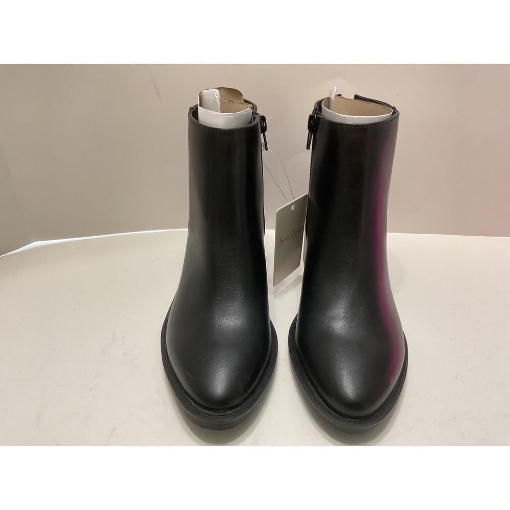 Jessica Carlyle Eva Black Ankle Boots Faux Leather Block Heel Size 6 NEW Sh5